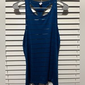 Athleta Sheer Striped Racerback Tank Top Blue